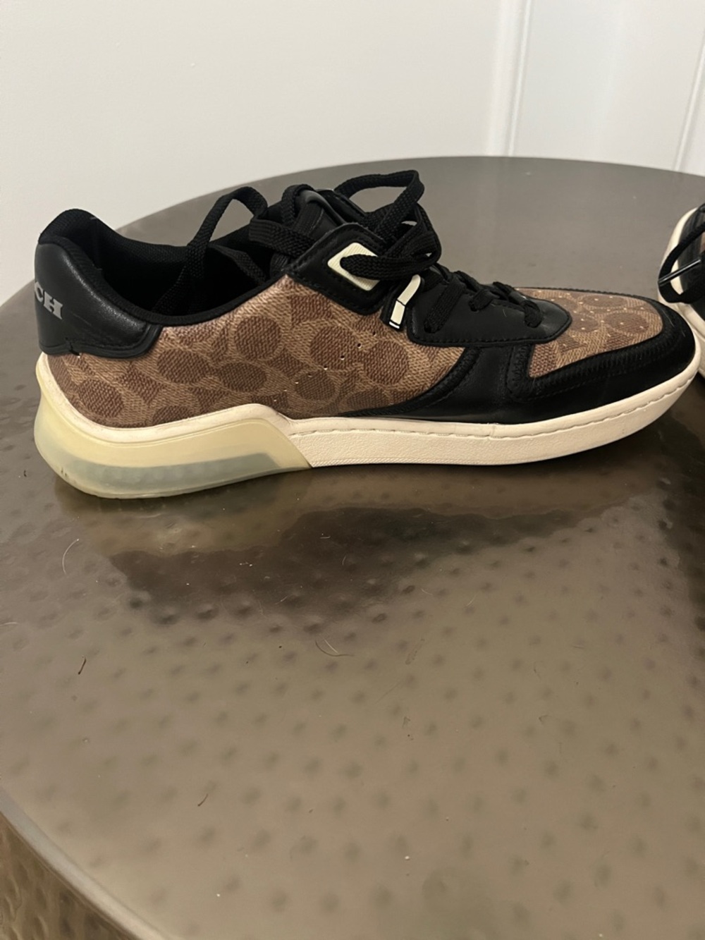 Coach Men's 10.5 Brown Signature Canvas & Black Leather Sneakers - Picture 7 of 10